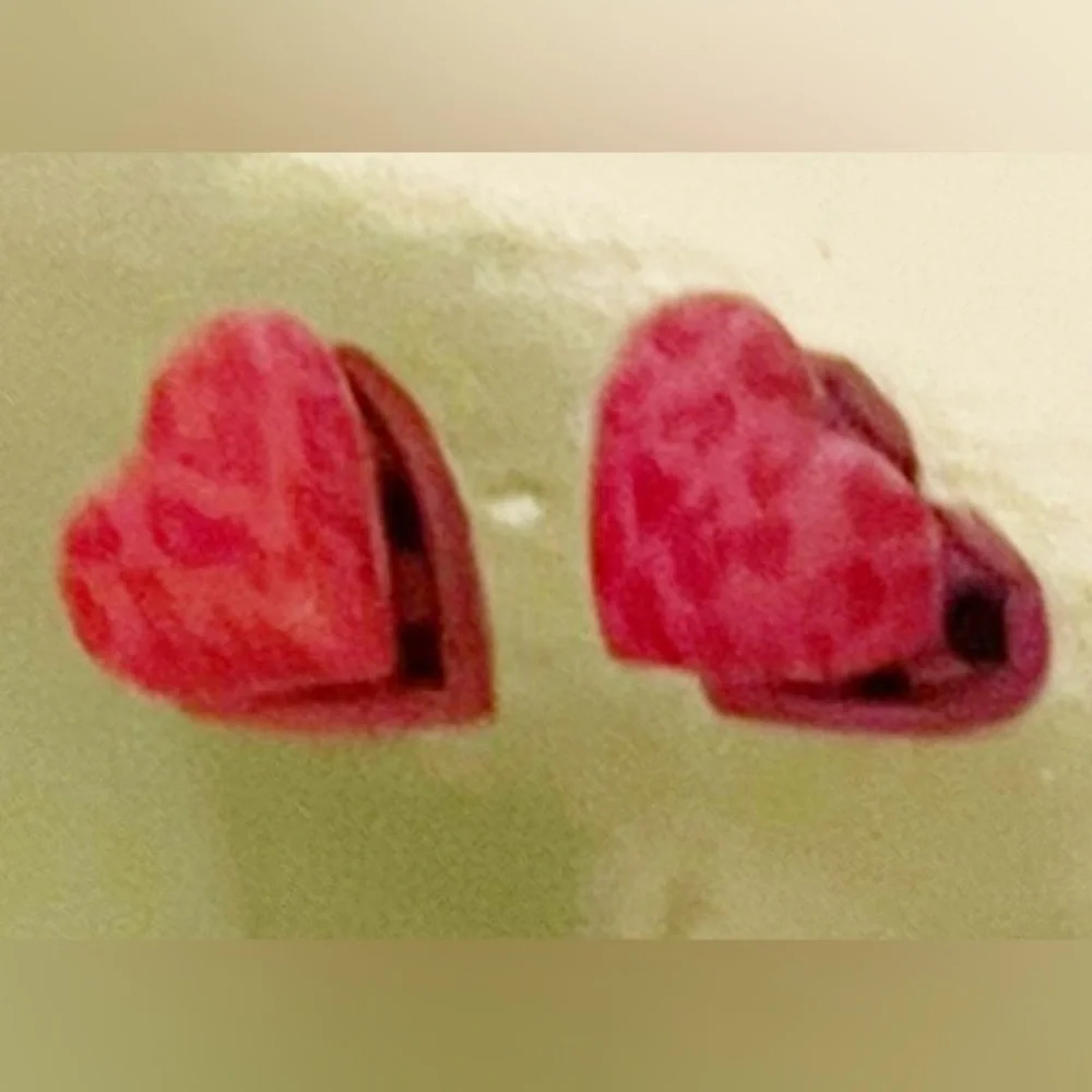 Heart Earrings - Pink and Red Leopard, Gold Tone, & Silvertone - New - 3 Pairs!